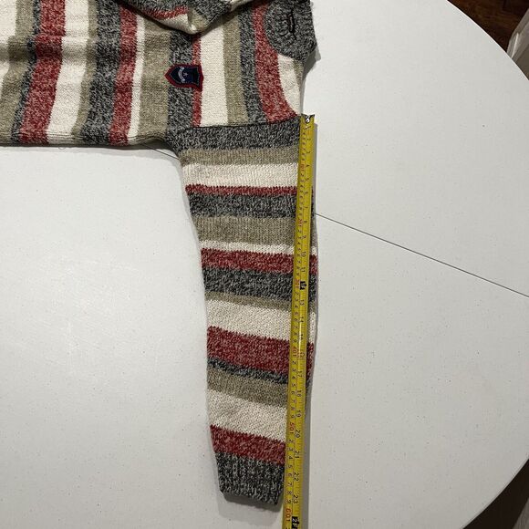 Pierre Carlo Italian Style Sweater Size M Wool Blend Knit Striped Red White Blue - Picture 7 of 9